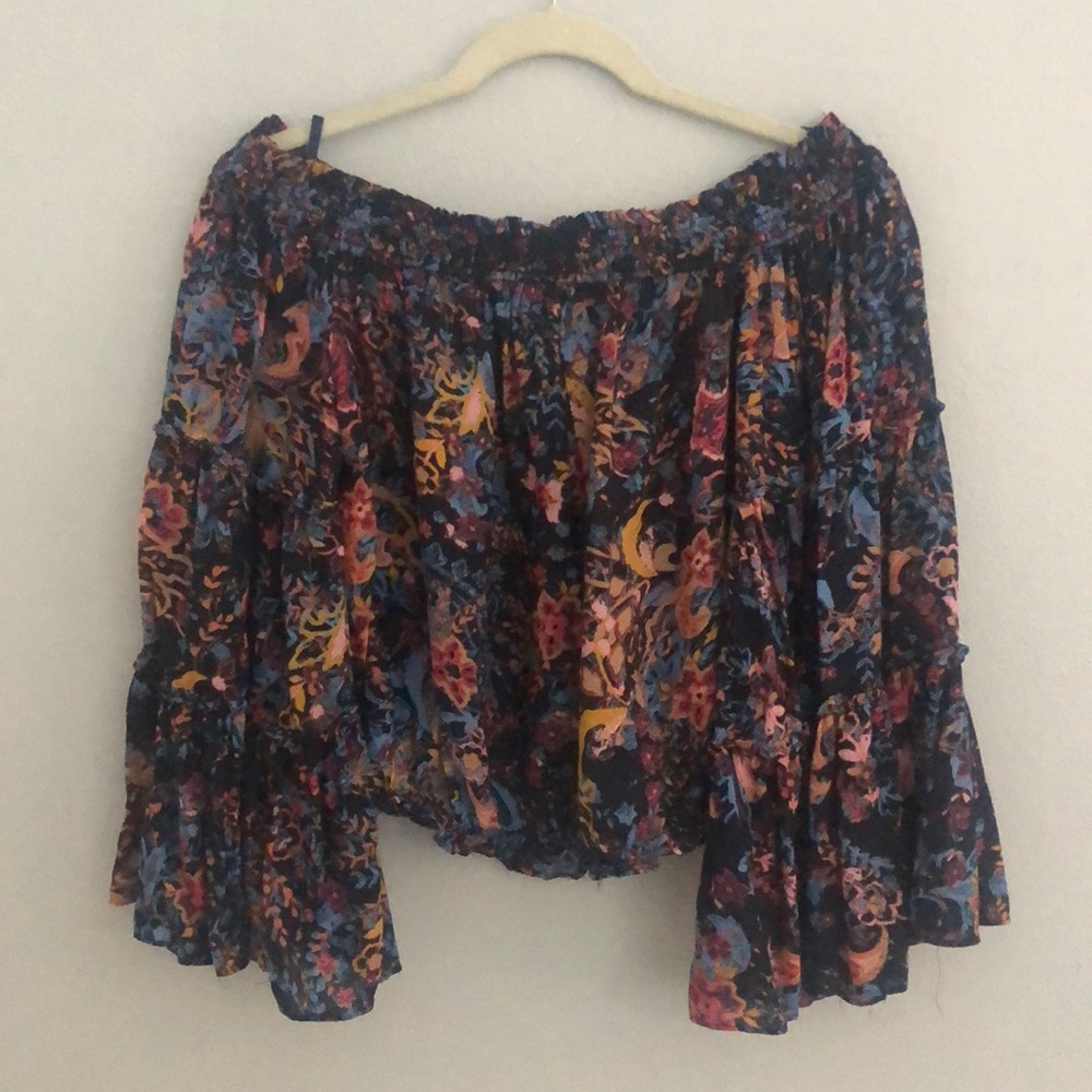 Free People printed off the shoulder top